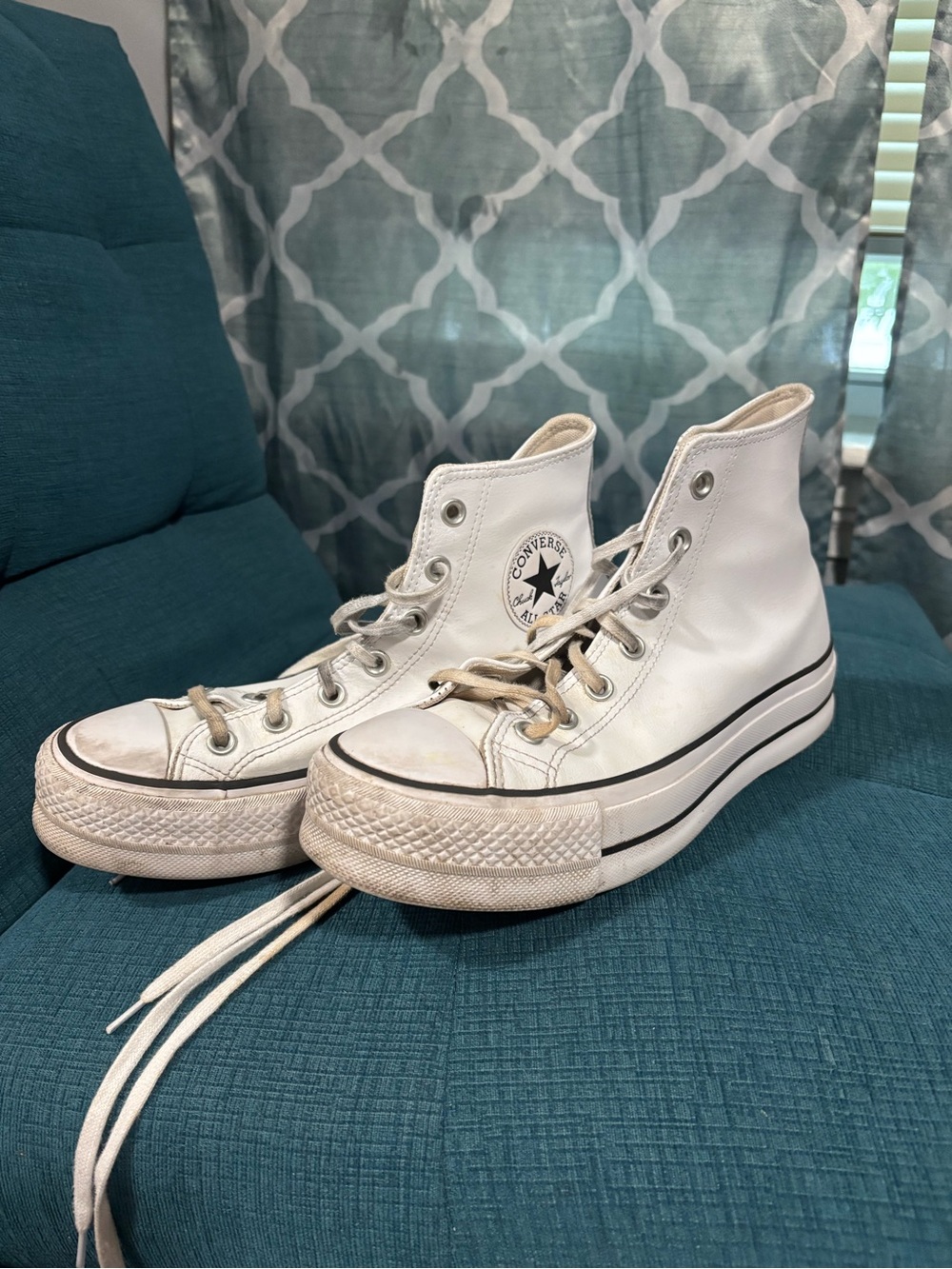 Converse White High Top Platform Sneakers